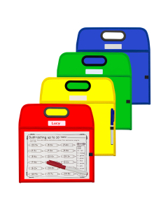 Portable Dry Erase Pockets, Assorted Primary Colors, 10 x 13, 1/EA, 40210