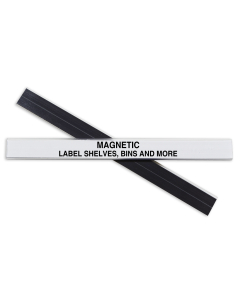 Magnetic Shelf/Bin Label Holders, 1/2 inch Magnetic Label Holder, In Use, Label Example
