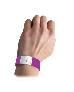DuPont Tyvek Security Wristbands, Purple, In Use