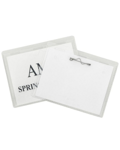 Pin Style Name Badges, Kit with inserts, clear, 3 1/2 x 2 1/4, 100/BX, 94223