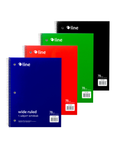 Notebooks, 1 Subject, WR, Perf, 70 Ct., Assorted Colors