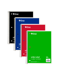 5-Subject Paper Notebook, 180 Ct., WR, Assorted Colors