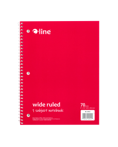 1-Subject Notebook, Wide Ruled, Red
