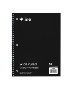 1-Subject Notebook, Wide Ruled, Black