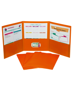 Tri-fold portfolio, heavyweight poly, orange