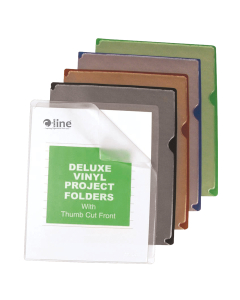 Deluxe Vinyl Project Folders With Colored Backs, 8 1/2 x 11, 35/BX, 62150