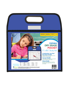 Portable Dry Erase Pockets, Blue with Black Stitching, with Display Insert