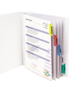 Polypropylene Sheet Protector with Index Tabs, assorted color tabs, in use