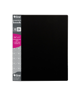 12-Pocket Bound Sheet Protector Presentation Book, Black, Closed