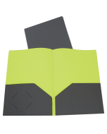 Two-Tone Two-Pocket Super Heavyweight Poly Portfolio, Charcoal Gray/Lime Green, 1/EA, 34701