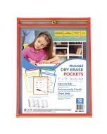Reusable Dry Erase Pockets, Assorted Primary Colors, In Package