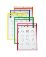 Reusable Dry Erase Pockets, Assorted Primary Colors, 9 x 12, 25/BX, 40620