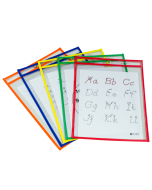 Reusable Dry Erase Pockets, Assorted Primary Colors,  9 x 12, 5/PK, 40630