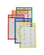 Reusable Dry Erase Pockets, Assorted Primary Colors, 6 x 9, 10/PK, 41610