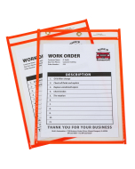Neon orange shop ticket holder (stitched) both sides clear