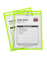 Neon green shop ticket holder (stitched) both sides clear