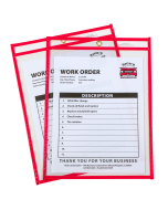 Neon red shop ticket holder (stitched) both sides clear, Packaging