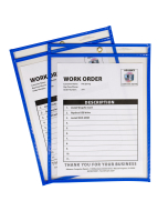 Neon blue shop ticket holder (stitched) both sides clear