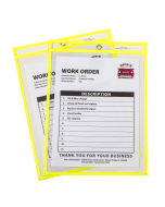 Neon yellow shop ticket holder (stitched) both sides clear