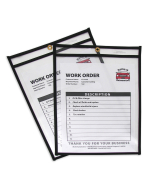 Shop ticket holders (stitched) both sides clear, two Shop Ticket Holders, Work Order Example
