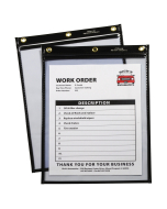 Shop ticket holders (stitched) both sides clear, super heavyweight plus, black, 9 x 12