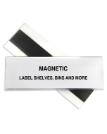 Magnetic Shelf/Bin Label Holders, 2 inch Magnetic Label Holder, In Use, Label Example