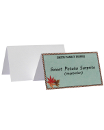 Small Scored White Name Tent Cardstock, In Use, Dish Name