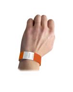 DuPont Tyvek Security Wristbands, Orange, In Use