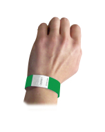DuPont Tyvek Security Wristbands, Green, In Use