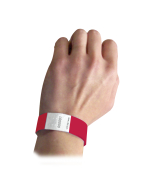 DuPont Tyvek Security Wristbands, Red, In Use