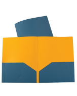 Two-Tone Two-Pocket Super Heavyweight Poly Portfolio, Steel Blue/Amber Orange, 6/PK, 34725