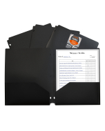 Two-Pocket Heavyweight Poly Portfolio Folder with Three-Hole Punch, In Use