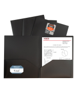 Two-Pocket Heavyweight Poly Portfolio Folder, Black, Open