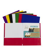 Two-Pocket Paper Portfolios, Assorted Colors, Open Folder
