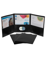 Tri-fold portfolio, heavyweight poly, black, Open