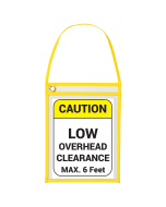 Neon Yellow shop ticket holders w/hanging strap (stitched) both sides clear, 9x12