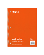 1-Subject Notebook, Wide Ruled, Orange