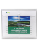 Reusable Poly Envelope with String closure, Side Load, Clear