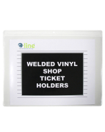 Shop ticket holders, welded vinyl, both sides clear, open long side