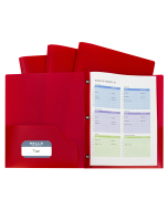 Two-Pocket Heavyweight Poly Portfolio Folder with Prongs, Red