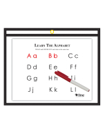 Horizontal Reusable Dry Erase Pocket, In Use, Alphabet
