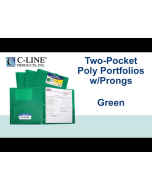 Two-Pocket Heavyweight Poly Portfolio Folder with Prongs, Green, 1/EA, 33963