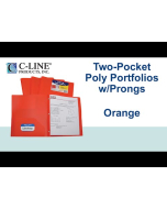 Two-Pocket Heavyweight Poly Portfolio Folder with Prongs, Orange, 1/EA, 33962