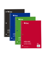 3-Subject Paper Notebook, 120 Ct., WR, Assorted Colors