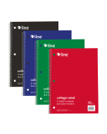 3-Subject Paper Notebook, 120 Ct., CR, Assorted Colors