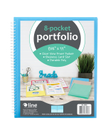 8-Pocket Spiral-Bound Poly Portfolio, Seaside Blue