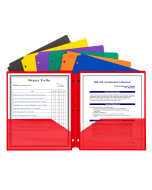 Two-Pocket Heavyweight Poly Portfolio Folder with Three-Hole Punch, Assorted Primary Colors