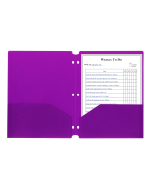 Two-Pocket Heavyweight Poly Portfolio Folder with Three-Hole Punch, Purple, In Use