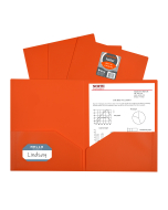 Two-Pocket Heavyweight Poly Portfolio Folder, Orange, Open