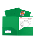 Two-Pocket Heavyweight Poly Portfolio Folder, Green, In Use